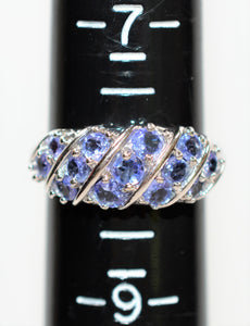 Natural Tanzanite Ring 14K Solid White Gold 1.50tcw Cluster Ring Gemstone Ring December Birthstone Ring Band Ring Vintage Ring Women's Ring