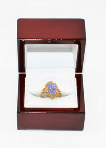 Natural Tanzanite Ring 10K Solid Gold 1tcw Cluster Ring Gemstone Ring Vintage Ring Statement Ring Ladies Ring Women's Ring Estate Jewellery