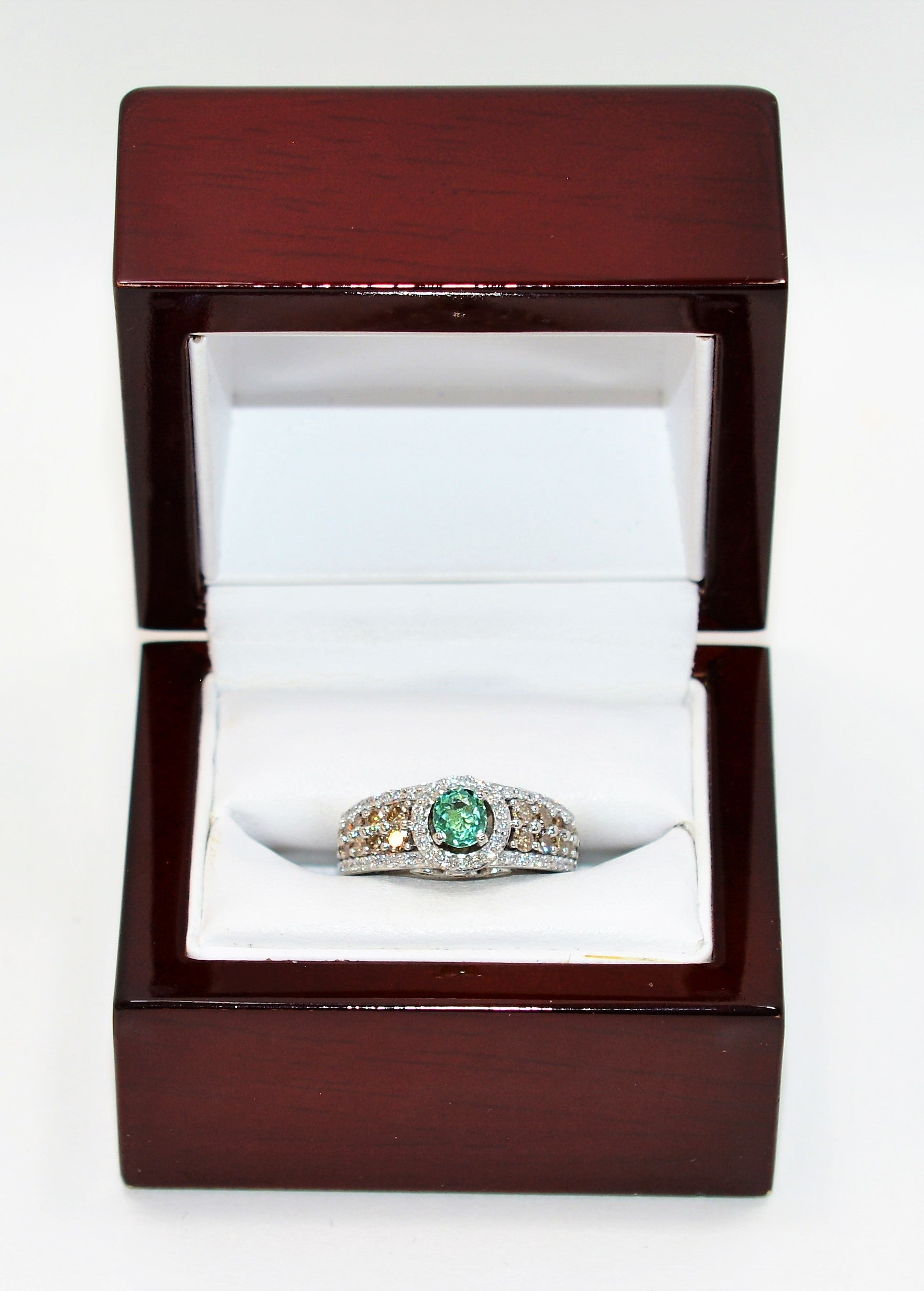 LeVian Natural Paraiba Tourmaline & Fancy Diamond Ring 14K Solid White Gold  1.16tcw Designer Jewelry Fine Estate Cluster Women's Jewellery