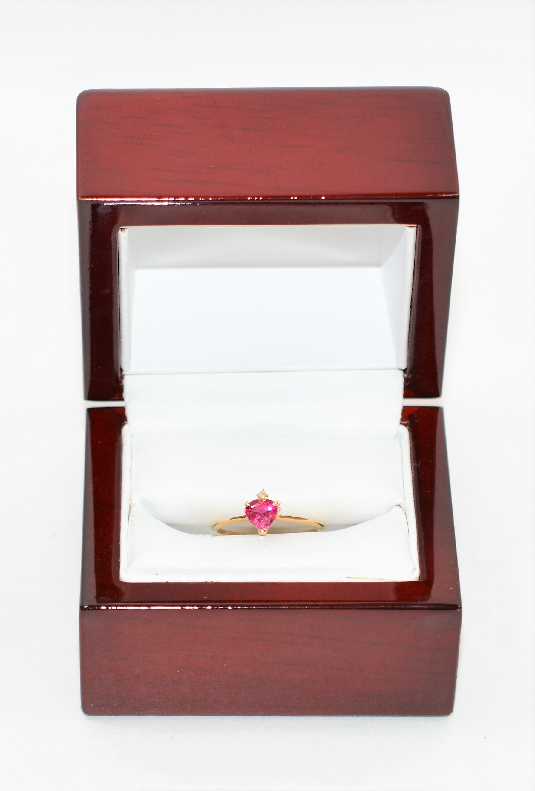 Natural Rubellite & Diamond Ring 14K Solid Gold .51tcw Natural Pink Tourmaline Ring Heart Ring Women's Ring Promise Ring Engagement Ring