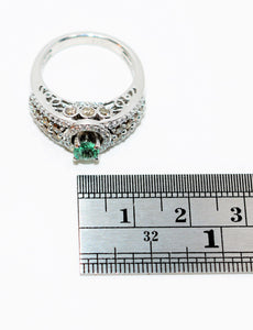 LeVian Natural Paraiba Tourmaline & Fancy Diamond Ring 14K Solid White Gold  1.16tcw Designer Jewelry Fine Estate Cluster Women's Jewellery