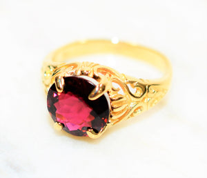 Natural Rubellite Ring 10K Solid Gold 2.70ct Pink Tourmaline Ring Solitaire Ring Statement Ring Gemstone Ring Birthstone Ring Antique Ring