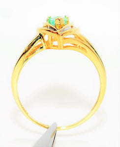 Natural Paraiba Tourmaline & Diamond Ring 10K Solid Gold .51tcw Pear Gemstone Women's Jewelry Estate Jewellery Birthstone Ring