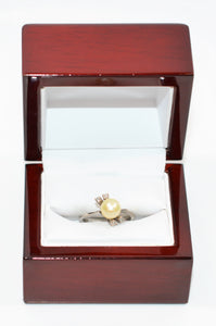 Natural Akoya Pearl & Diamond Ring 18K Solid White Gold .12tcw Gemstone Ring Pearl Ring June Birthstone Ring Ladies Ring Women's Ring Estate