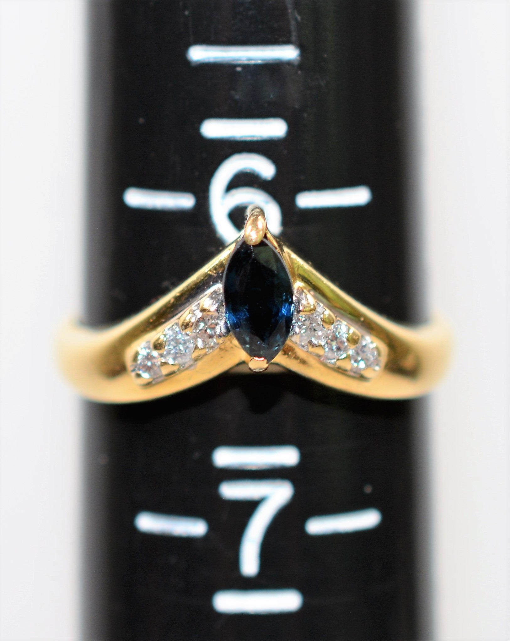 Natural Blue Sapphire & Diamond Ring 14K Solid Gold .41tcw September Birthstone Ring Vintage Ring Estate Ring Stackable Ring Women's Ring