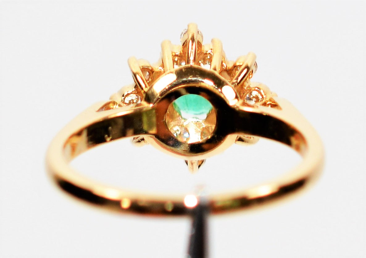 Natural Colombian Emerald & Diamond Ring 14K Solid Gold .53tcw Cluster Ring Statement Ring Vintage Ring Emerald Ring May Birthstone Ring