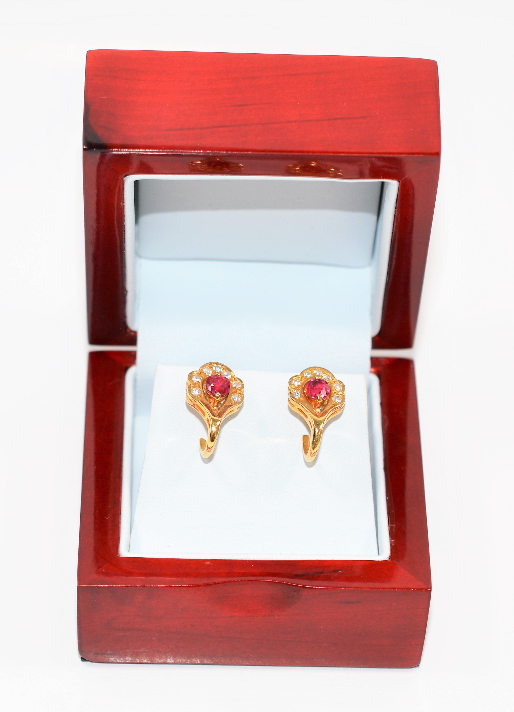 Natural Burmese Ruby & Diamond Earrings 18K Solid Gold  1.25tcw Ruby Earrings Gemstone Earrings Cocktail Earrings Statement Women's Earrings