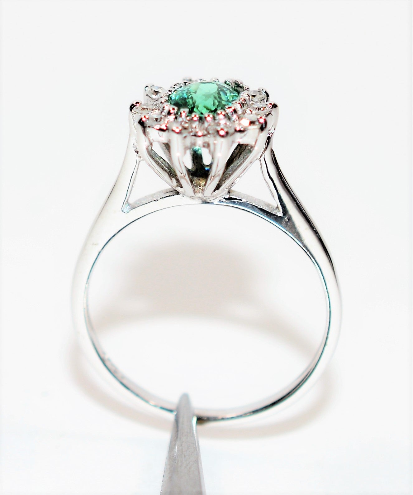 Natural Brazilian Paraiba Tourmaline & Diamond Ring 14K Solid White Gold .98tcw Gemstone Engagement Ring Estate Jewelry Fine Jew