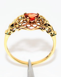 Natural Padparadscha Sapphire Ring 10K Solid Gold .52ct Heart Ring Solitaire Ring Engagement Ring Romance Ring Valentine Day Women's Ring