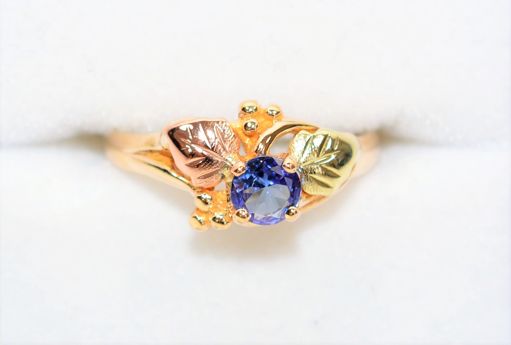 Natural Tanzanite Ring 10K Solid Gold .36ct Black Hills Gold Ring Solitaire Ring Statement Ring Vintage Ring Nature Rink Black Hills Dakota