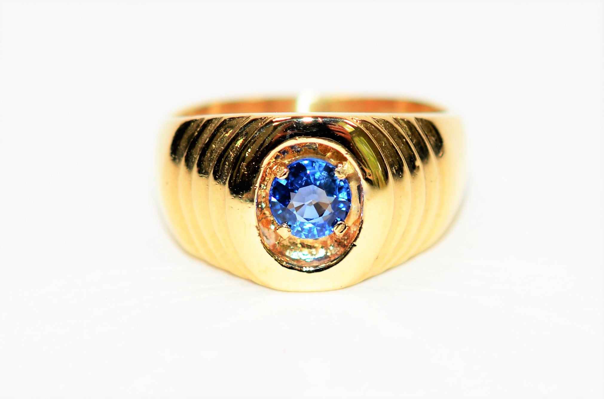 Natural Ceylon Sapphire Ring 14K Solid Gold .71ct Sri Lankan Sapphire Ring Solitaire Ring Gemstone Ring Men's Ring Estate Jewelry Jewellery