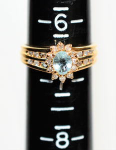 Natural Paraiba Tourmaline & Diamond Ring 14K Solid Gold .78tcw Gemstone Women's Estate Jewelry Fine Ring Cluster Ring Vintage Jewellery