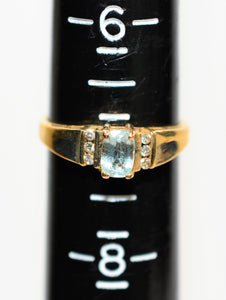 Natural Paraiba Tourmaline & Diamond Ring 10K Solid Gold .58tcw Gemstone Ring Women's Ring Statement Ring Birthstone Ring Estate Jewellery