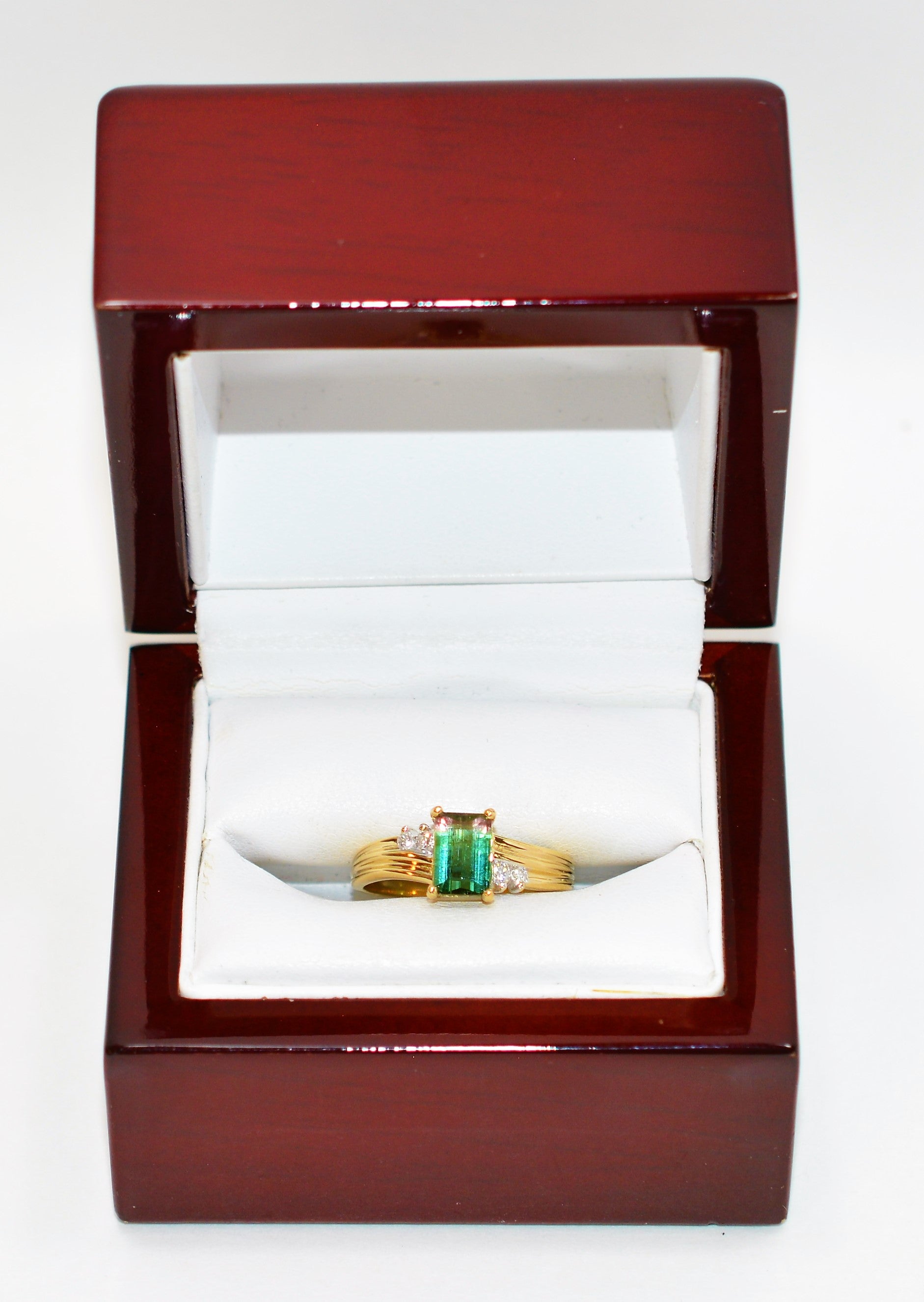 Natural Watermelon Tourmaline & Diamond Ring 14K Solid Gold 1.07tcw Tourmaline Ring Gemstone Ring Women's Ring Ladies Ring Birthstone Ring