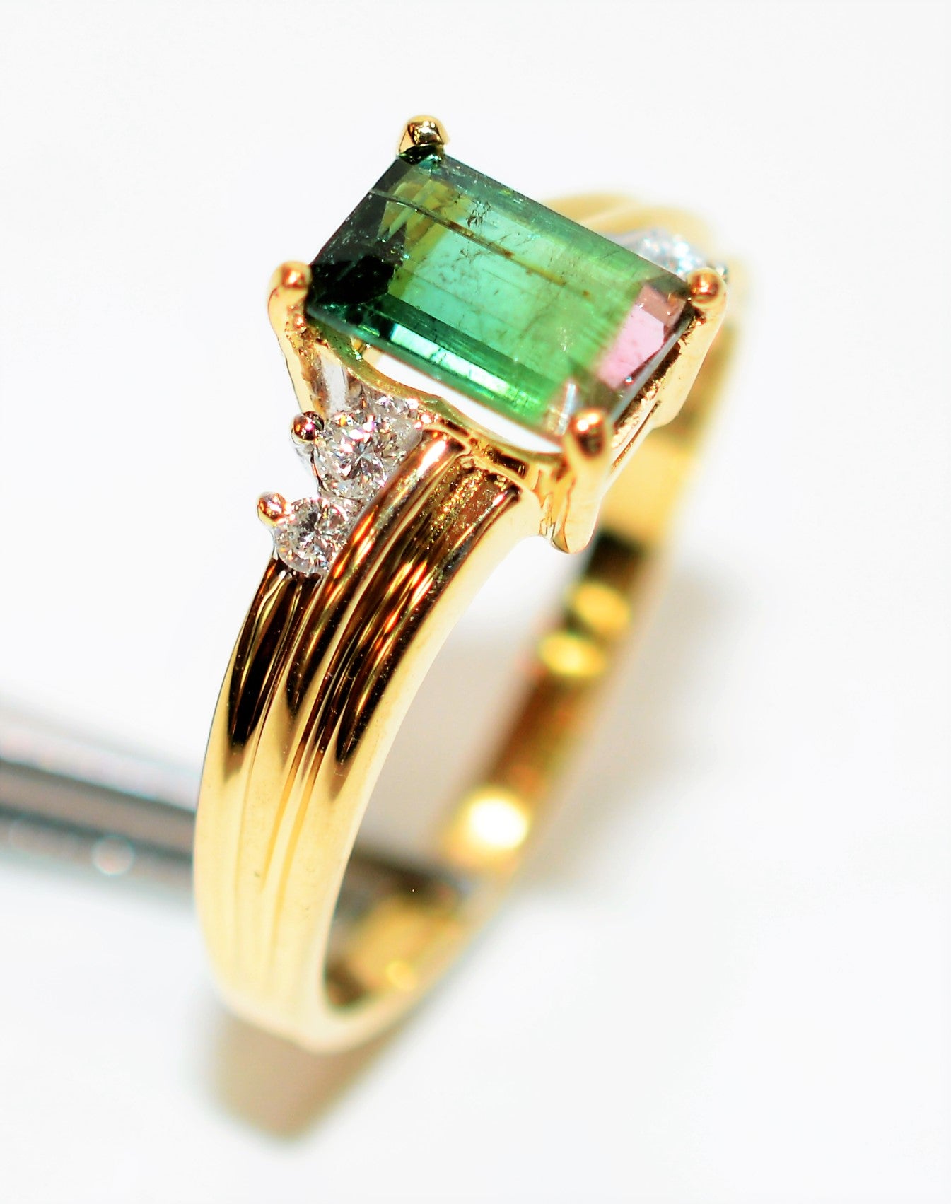 Natural Watermelon Tourmaline & Diamond Ring 14K Solid Gold 1.07tcw Tourmaline Ring Gemstone Ring Women's Ring Ladies Ring Birthstone Ring