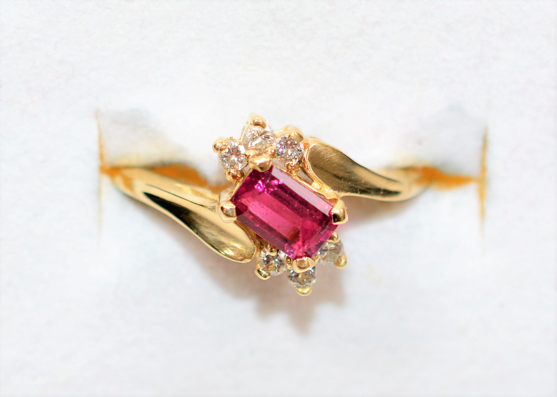 Natural Rubellite & Diamond Ring 14K Solid Gold .67tcw Pink Tourmaline Ring Statement Ring Womens Ring Gemstone Ring Birthstone Ring Jewelry