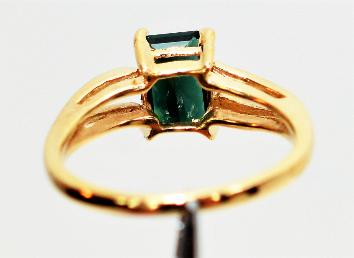 Natural Indicolite Tourmaline Ring 10K Solid Gold 1.24ct Solitaire Ring Gemstone Ring Womens Ring Ladies Ring Statement Ring Engagement Ring