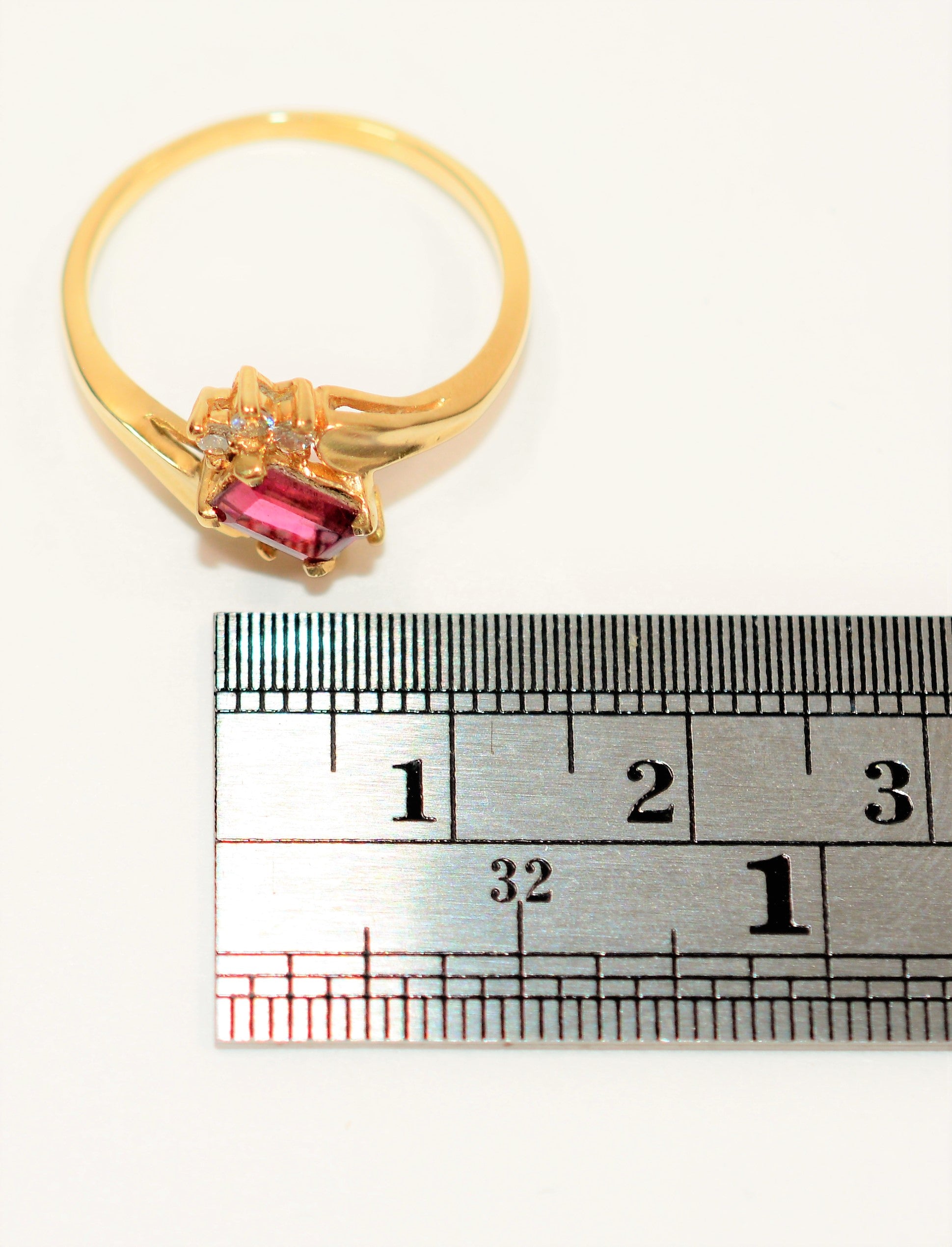 Natural Rubellite & Diamond Ring 14K Solid Gold .67tcw Pink Tourmaline Ring Statement Ring Womens Ring Gemstone Ring Birthstone Ring Jewelry