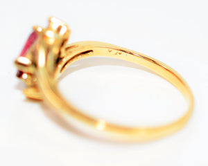 Natural Rubellite & Diamond Ring 14K Solid Gold .82tcw Pink Tourmaline Ring Statement Ring Womens Ring Gemstone Ring Birthstone Ring Jewelry