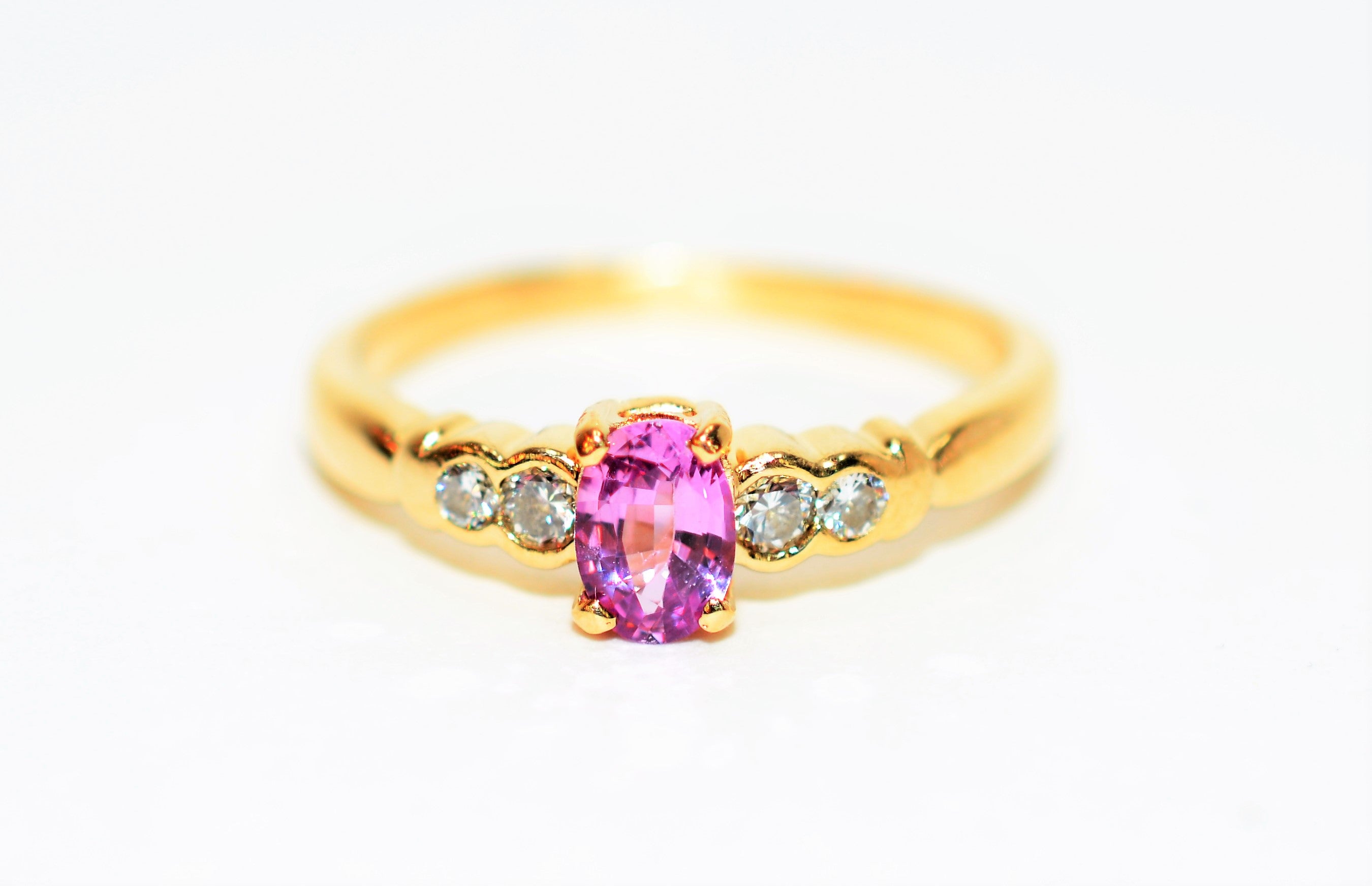 Certified Natural Padparadscha Sapphire & Diamond Ring 14K Solid Gold .56tcw Gemstone Ring Statement Ring Engagement Ring Bridal Jewelry