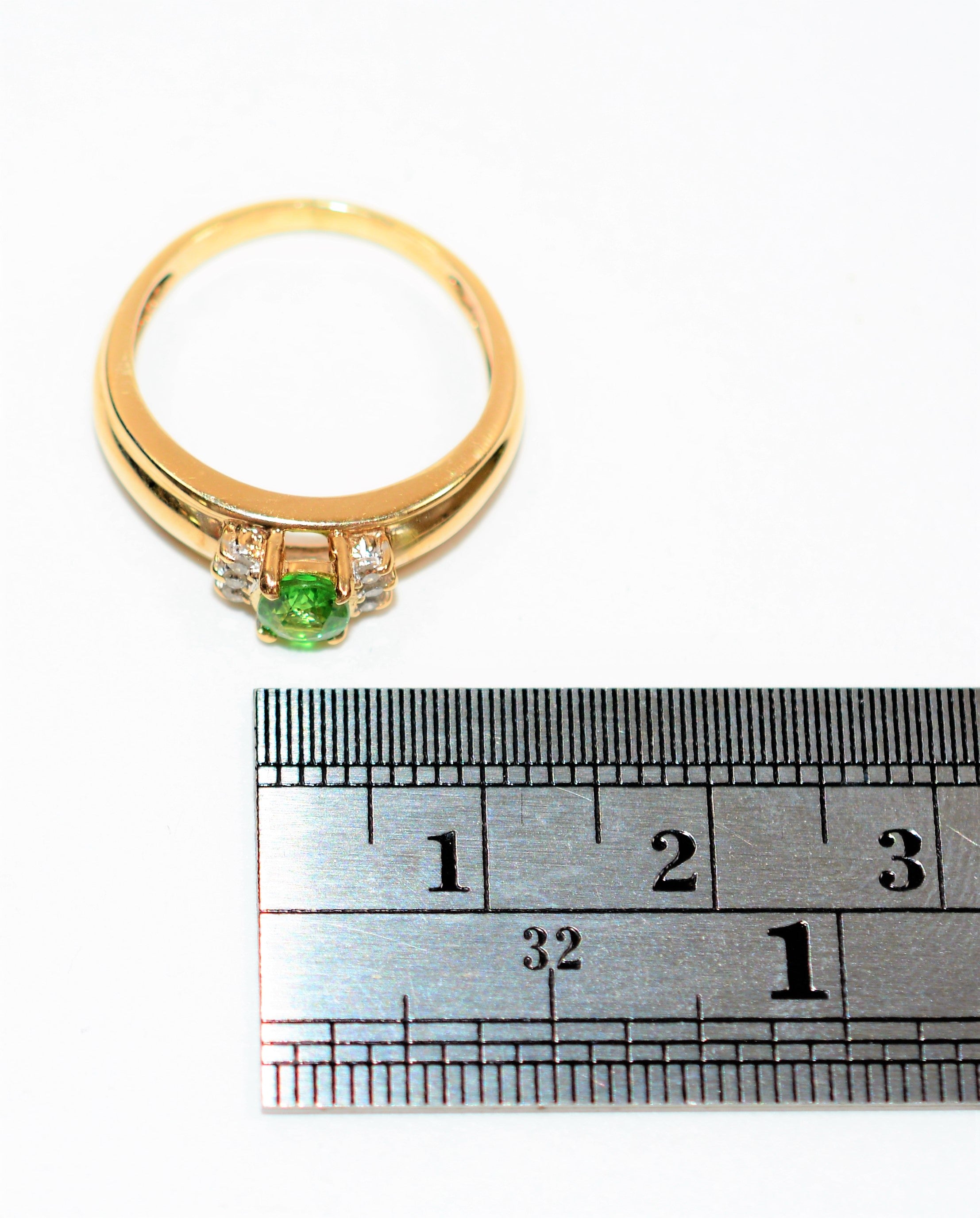 Natural Tsavorite Garnet & Diamond Ring 10K Solid Gold .52tcw Gemstone Ring Green Ring January Birthstone Ring Garnet Ring Fine Women's Ring