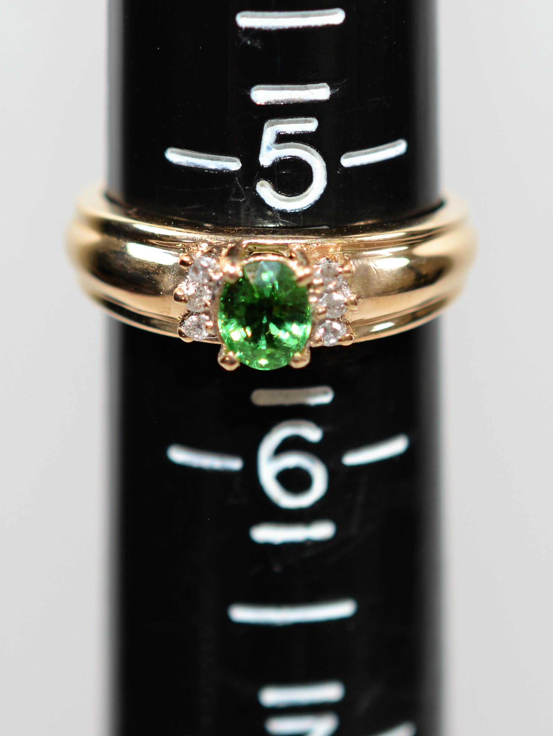 Natural Tsavorite Garnet & Diamond Ring 10K Solid Gold .52tcw Gemstone Ring Green Ring January Birthstone Ring Garnet Ring Fine Women's Ring