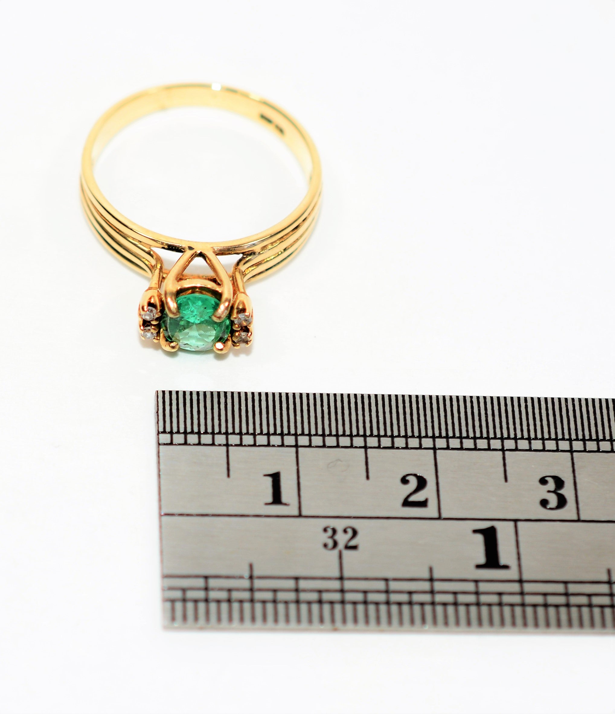 Natural Colombian Emerald & Diamond Ring 10K Solid Gold .44tcw Vintage Jewelry May Birthstone Ring Gemstone Ring Women's Ring Fine Jewellery
