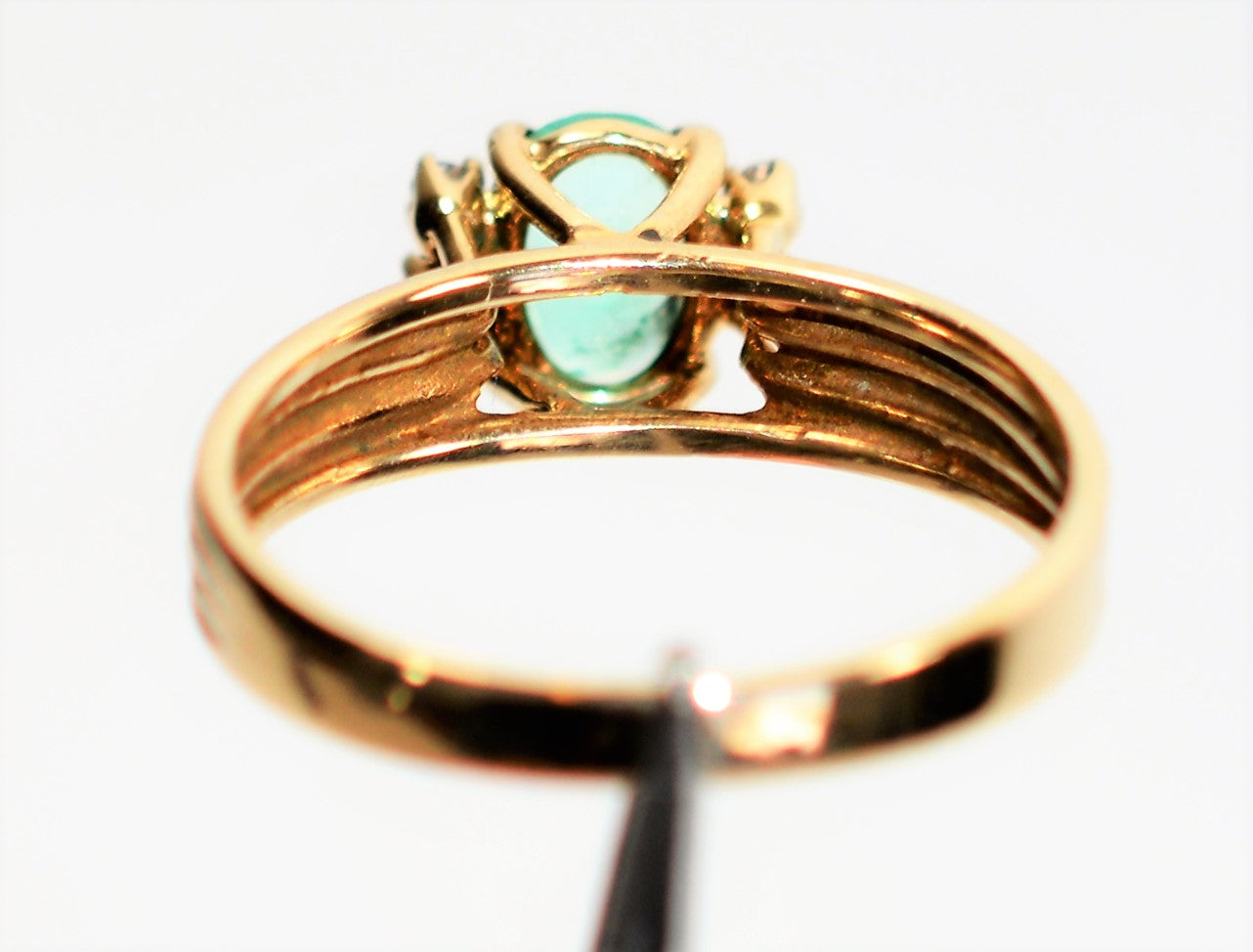 Natural Colombian Emerald & Diamond Ring 10K Solid Gold .44tcw Vintage Jewelry May Birthstone Ring Gemstone Ring Women's Ring Fine Jewellery