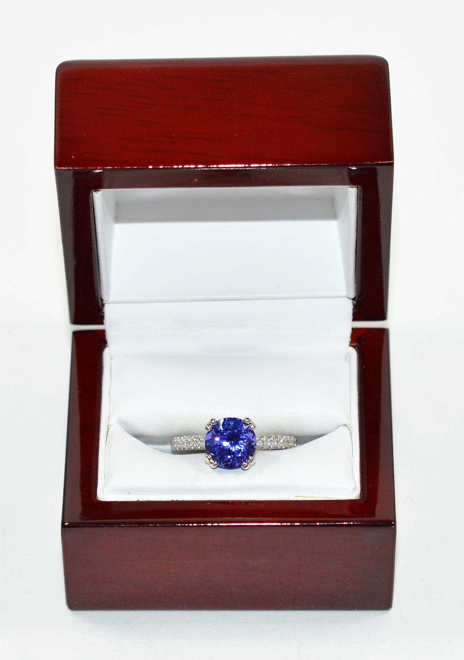 Gabriel & Co. GIA Certified Natural D'Block  Tanzanite and Diamond Ring 18K Solid White Gold 3.96tcw Eternity Ring Engagement Ring Bridal