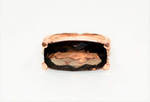 Natural Smoky Quartz Ring 10K Solid Rose Gold 8.53ct Solitaire Ring Cocktail Ring Statement Ring Smoky Topaz Ring Ladies Ring Women's Ring