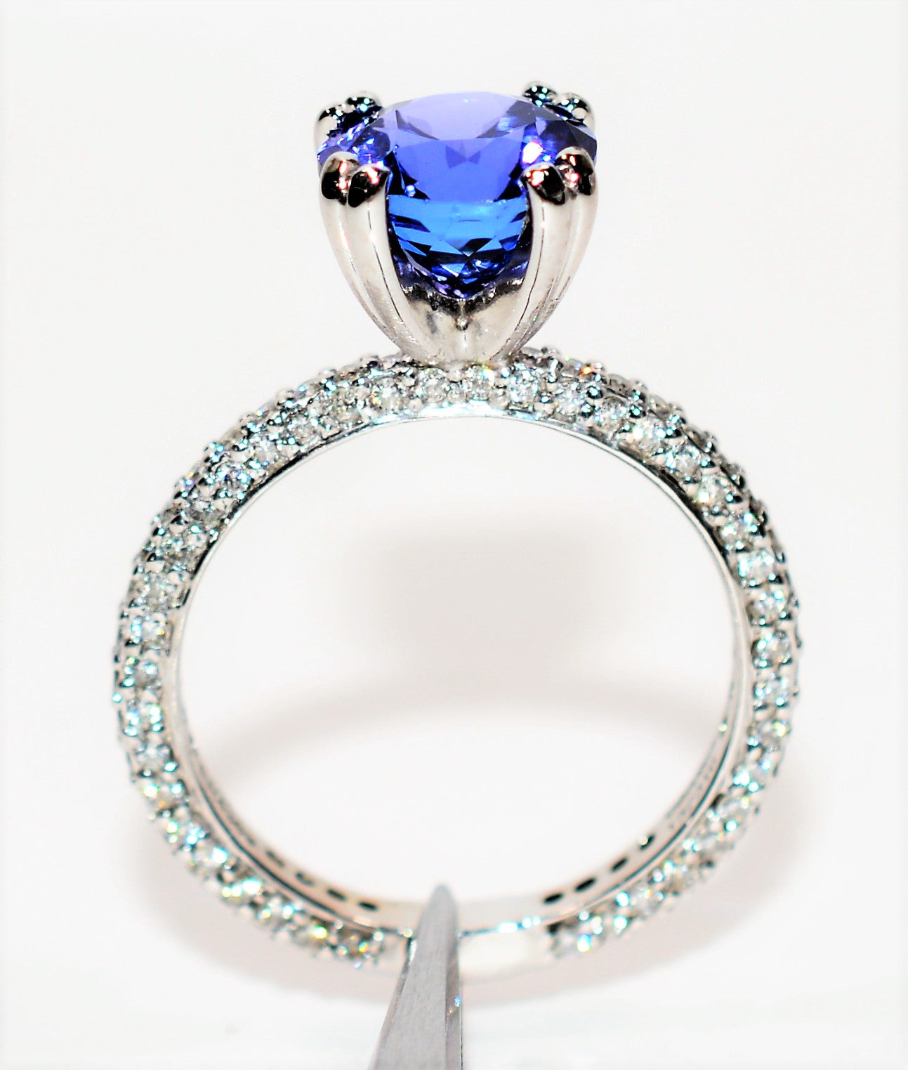 Leda - 14k White Gold 1.5 Carat Oval 3 Stone Halo Natural Diamond Engagement  Ring @ $7800 | Gabriel & Co.