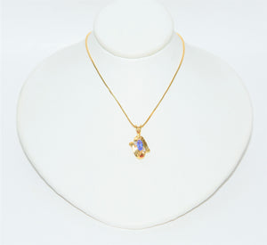 Natural Tanzanite & Diamond Necklace 14K Solid Gold .31tcw Pendant Necklace Statement Necklace Fine Jewelry Birthstone Estate Necklace