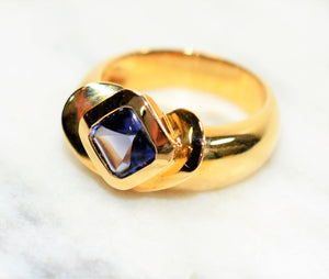 Natural D'Block Tanzanite Ring 18K Solid Gold 1.20ct Solitaire Ring Statement Ring December Birthstone Ring Cocktail Ring Designer
