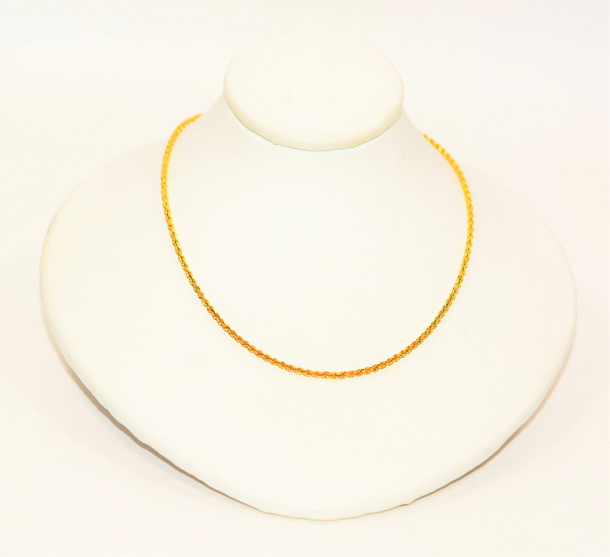 14K Solid Gold Twist-Rope Chain Necklace 18