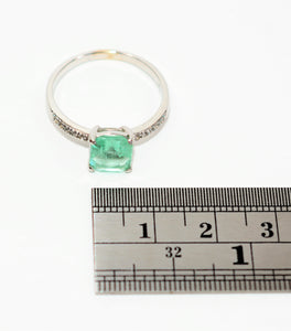 Natural Colombian Emerald & Diamond Ring 14K Solid White Gold 1.45tcw Gemstone Ring Birthstone Ring Statement Ring Vintage Estate Jewellery