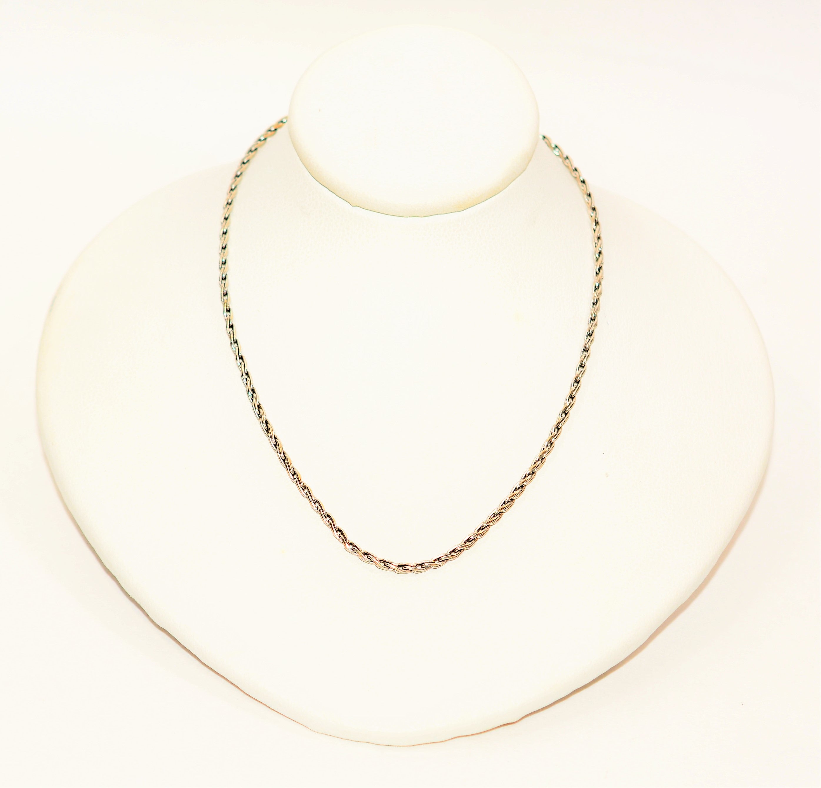 14K Solid White Gold Braided Wheat Chain Necklace 16" 1.75mm 5.9 Grams Gold Chain Estate Necklace Gold Necklace Vintage Necklace Fine Chain