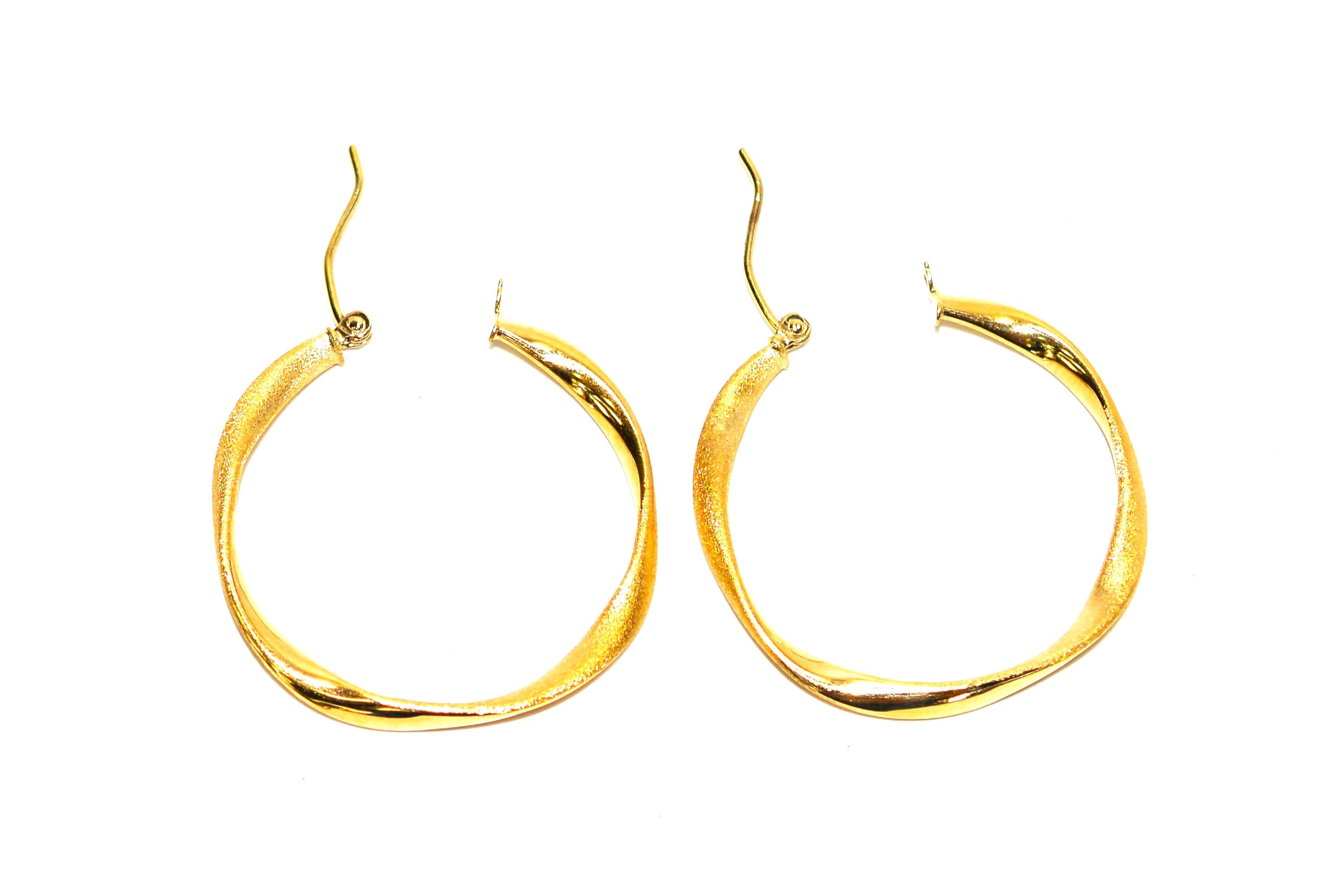 14K Solid Gold 30mm Hoop Earrings Gold Hoops Gold Earrings Twist Medium Hoops Statement Earrings Vintage Earrings Fine Estate Jewellery