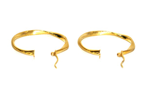 14K Solid Gold 30mm Hoop Earrings Gold Hoops Gold Earrings Twist Matte Hoops Statement Earrings Vintage Earrings Estate Jewellery Earrings