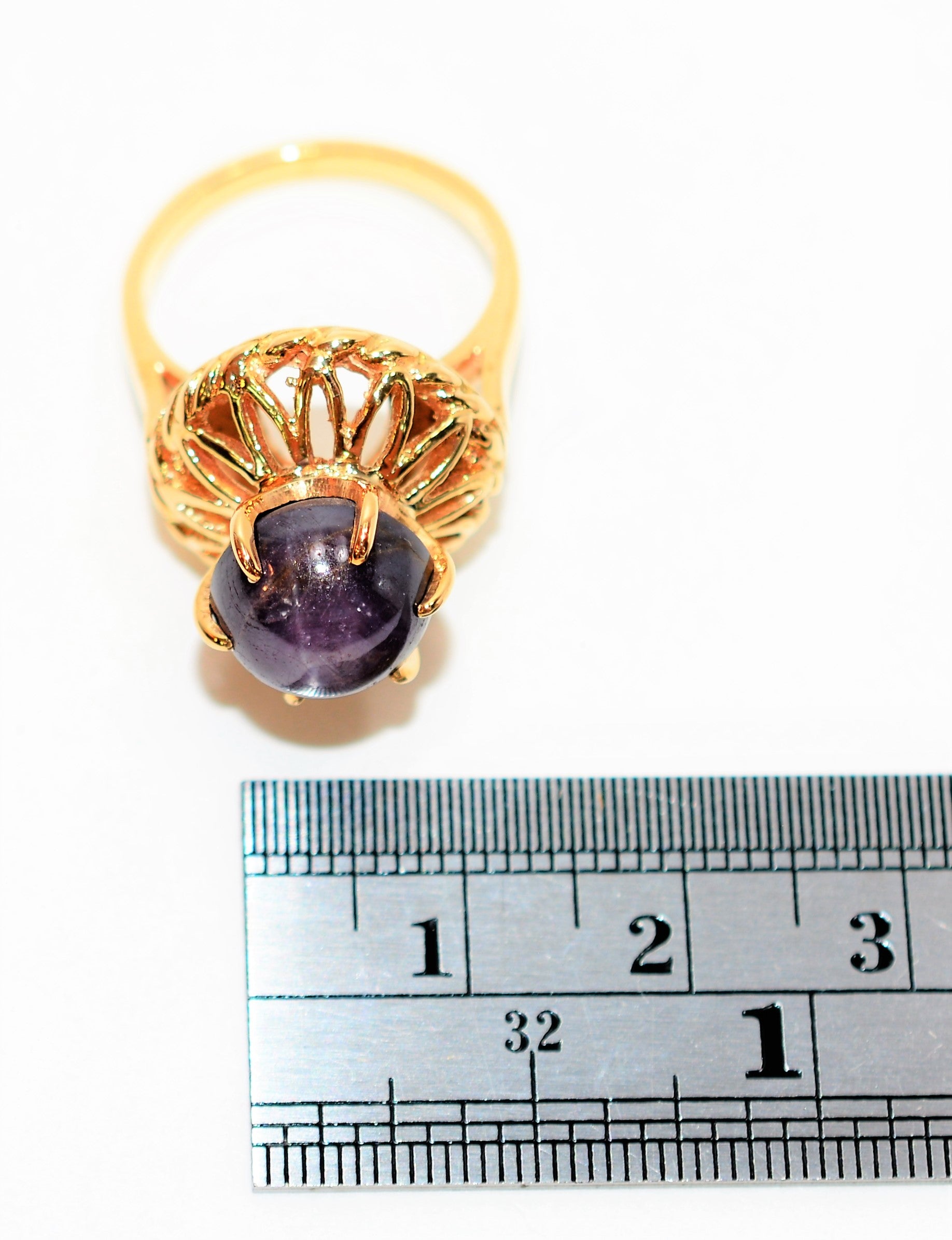 Natural Star Sapphire Ring 14K Solid Gold 7.82ct Vintage Ring Solitaire Ring Art Deco Ring Gemstone Ring Purple Ring Birthstone Womens Ring