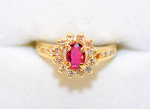 Natural Ruby & Diamond Ring 14K Solid Gold .67tcw Ruby Ring July Birthstone Ring Red Ring Gemstone Ring Engagement Ring Vintage Women's Ring