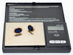 Natural Lapis Lazuli Earrings 14K Solid Gold Earrings Solitaire Earrings Statement Earrings Cocktail Earrings Stud Earrings Vintage Estate
