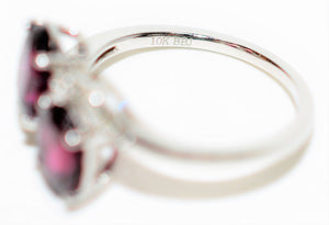 Natural Rubellite & Diamond Ring 10K Solid White Gold  2.72tcw Pink Tourmaline Ring Multistone Ring Statement Ring Cocktail Ring Womens Ring