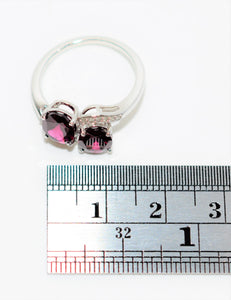 Natural Rubellite & Diamond Ring 10K Solid White Gold  2.72tcw Pink Tourmaline Ring Multistone Ring Statement Ring Cocktail Ring Womens Ring