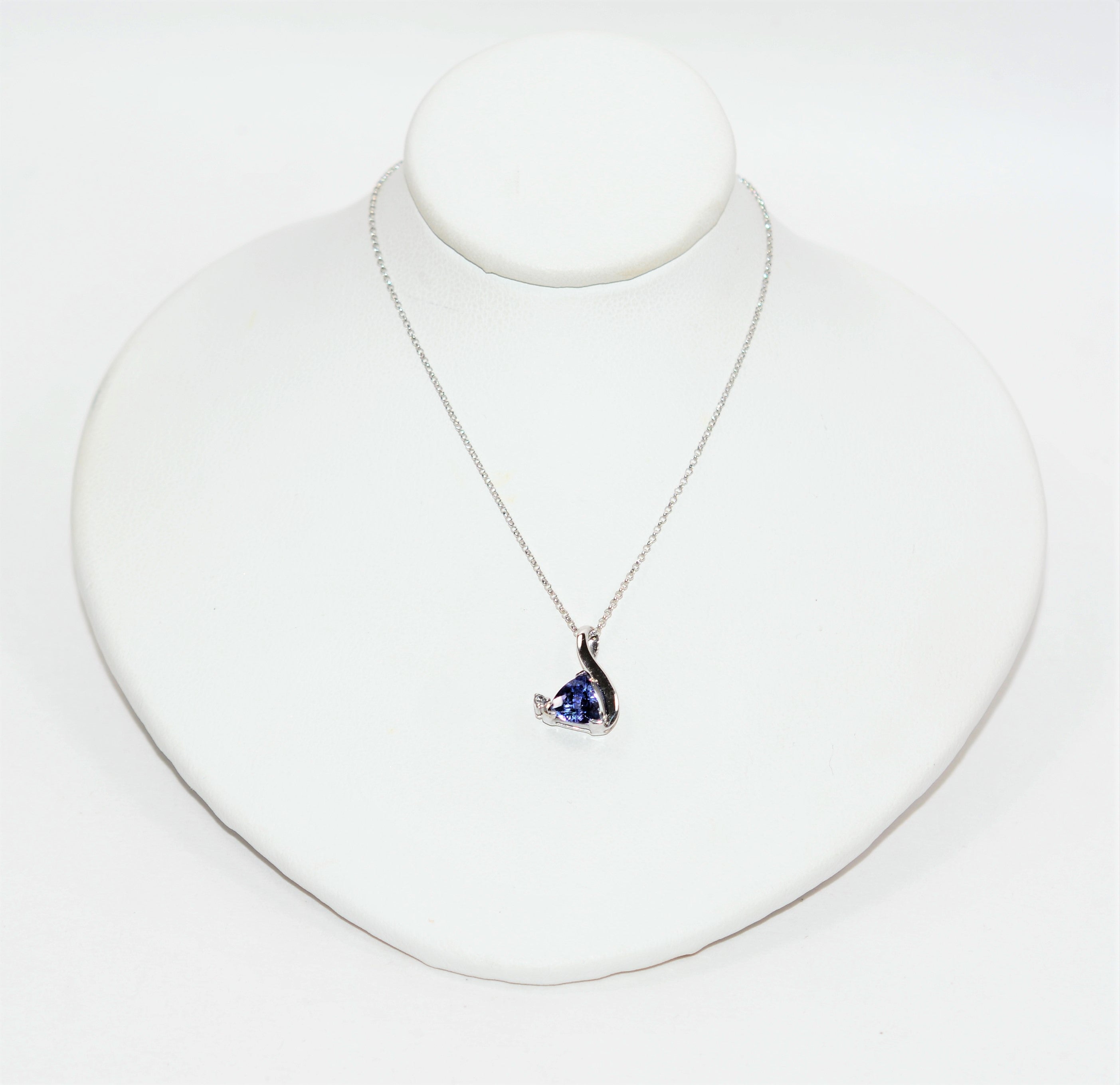 Natural Tanzanite & Diamond Necklace 14K Solid White Gold .91tcw Gemstone Necklace Cocktail Necklace Purple Necklace Birthstone Necklace