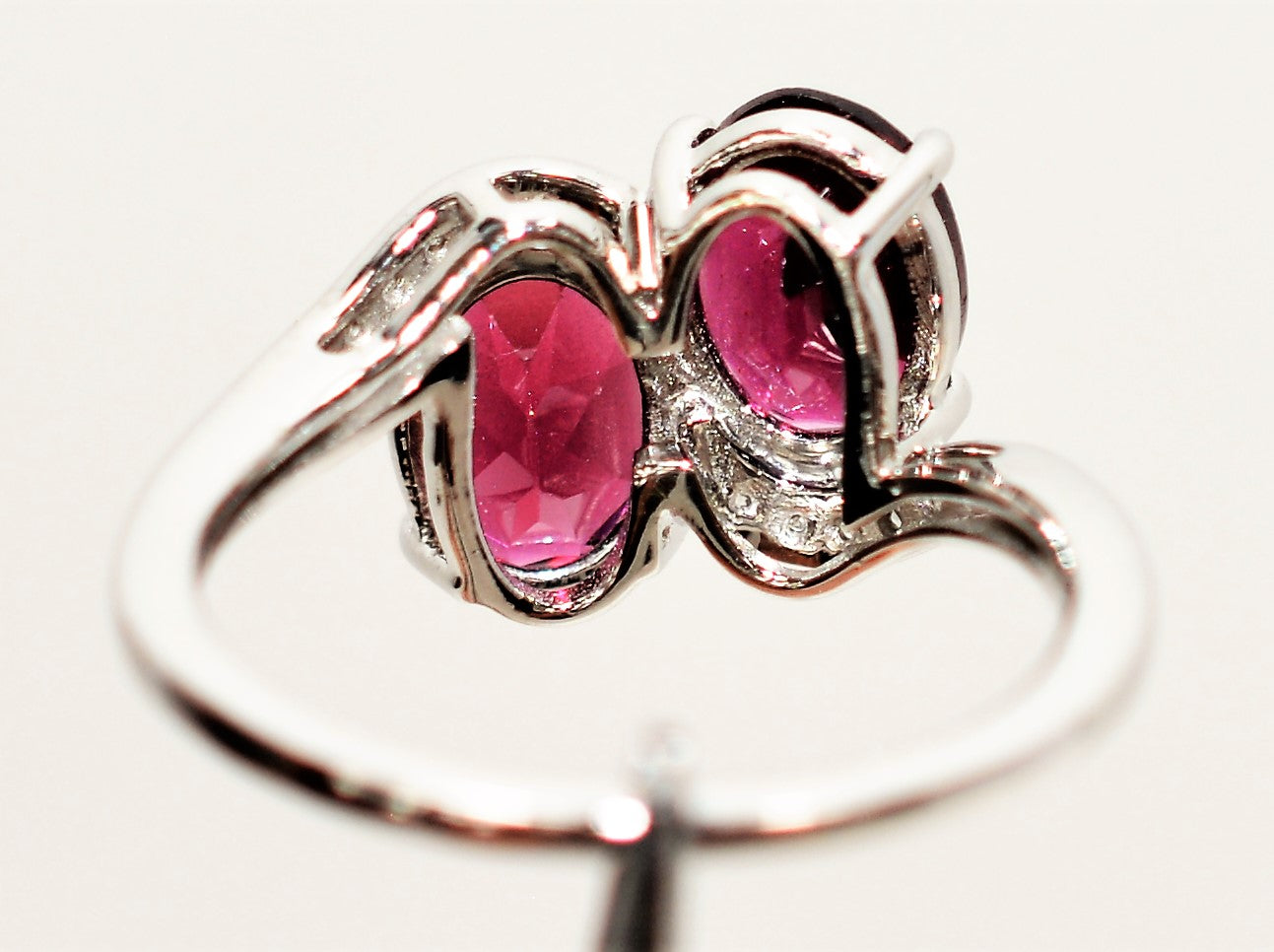 Natural Rubellite & Diamond Ring 10K Solid White Gold  2.72tcw Pink Tourmaline Ring Multistone Ring Statement Ring Cocktail Ring Womens Ring
