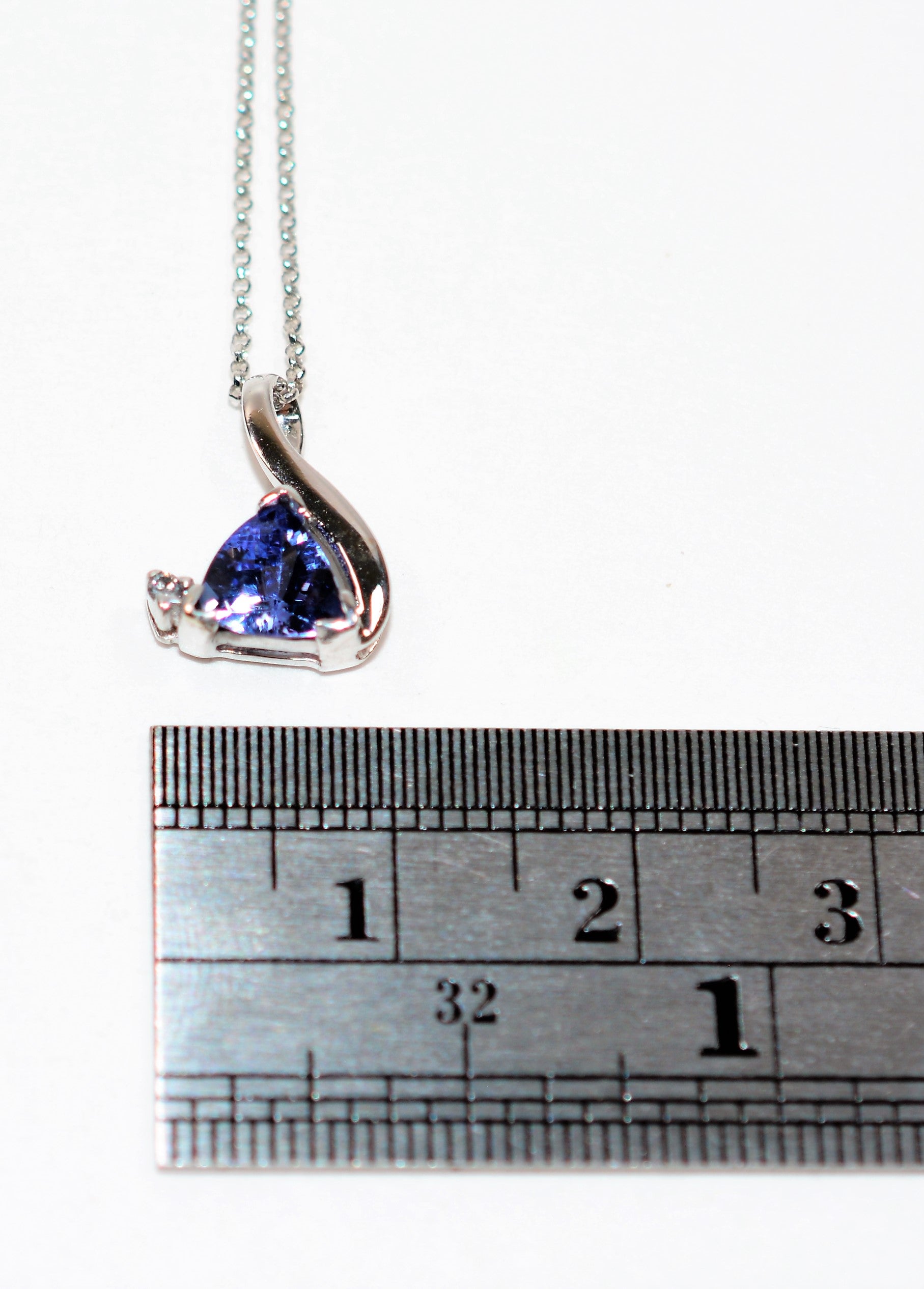 Natural Tanzanite & Diamond Necklace 14K Solid White Gold 1.00tcw Gemstone Necklace Cocktail Necklace Purple Necklace Birthstone Necklace