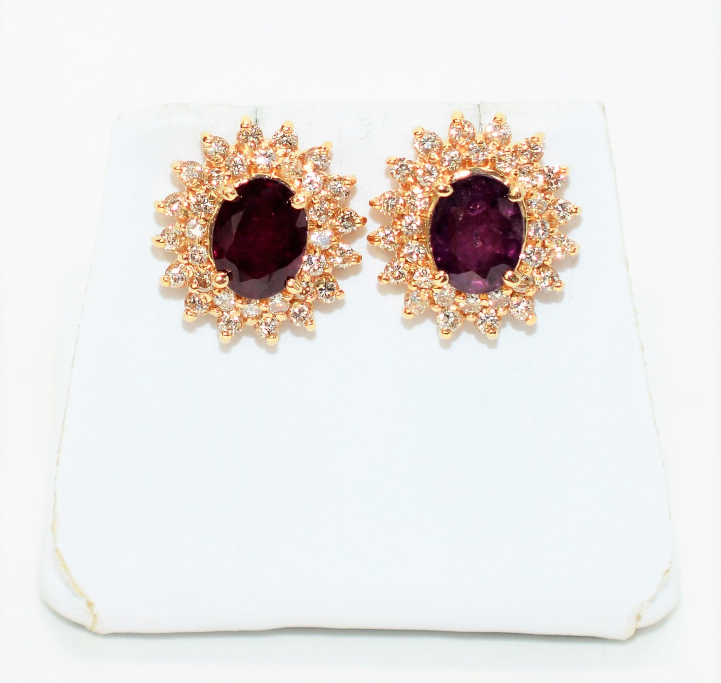 Natural Burmese Ruby & Diamond Earrings 14K Solid Gold 3.44tcw Ruby Earrings Statement Earrings Cocktail Earrings Fine Gemstone Earrings Red