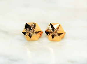 7mm 14kt Yellow Gold Statement Star Stud Earrings