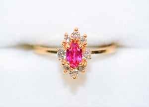 Natural Ruby & Diamond Ring 14K Solid Gold .60tcw Ruby Ring Marquise Ring Gemstone Ring Statement Ring Women's Ring Vintage Engagement Ring