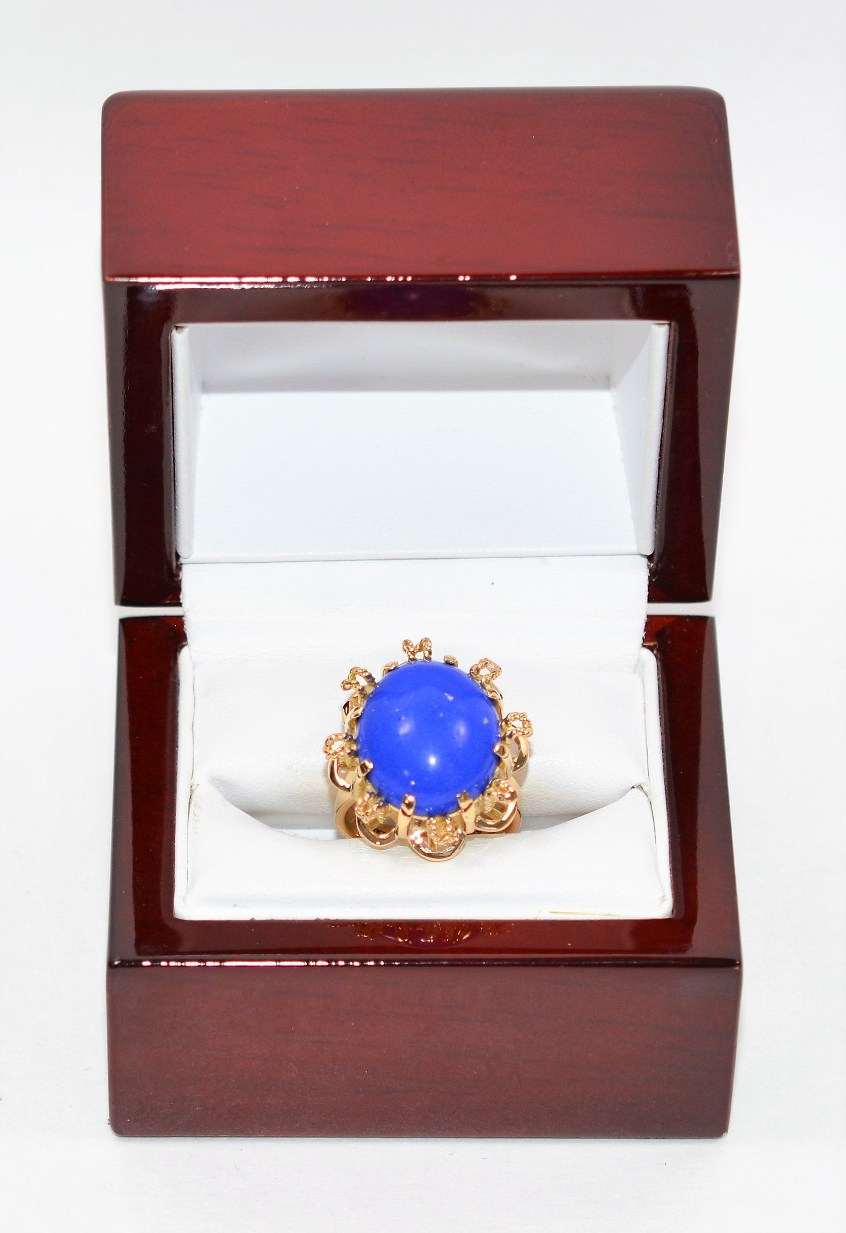 Natural Lapis Lazuli Ring 14K Solid Gold Gemstone Ring Blue Ring Birthstone Ring Estate Ring Statement Ring Cocktail Ring Fine Vintage Ring